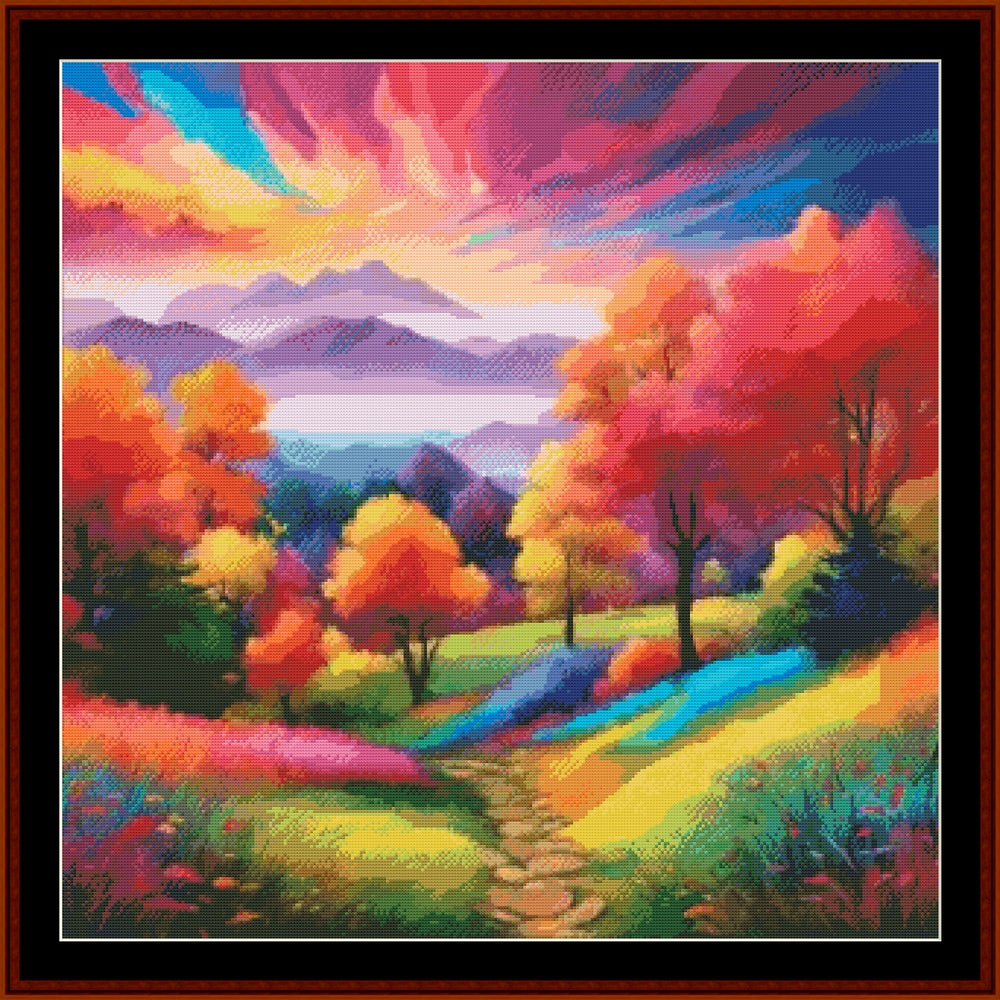 Whimsical Vista pdf cross stitch pattern