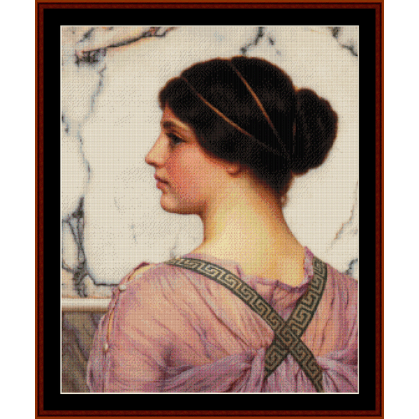 Counted Cross Stitch Pattern by Cross Stitch Collectibles - Portrait of a woman with a marble wall background