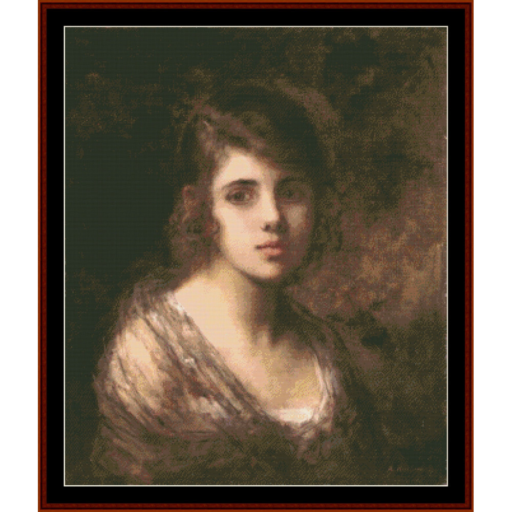 Counted Cross Stitch Pattern by Cross Stitch Collectibles - Portrait of a woman with a dark background