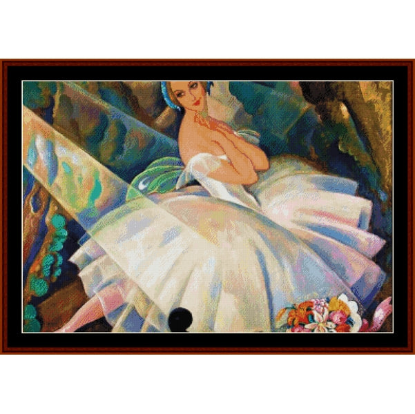 Counted Cross Stitch Pattern by Cross Stitch Collectibles of a ballet dancer in a flowing garment with floral elements