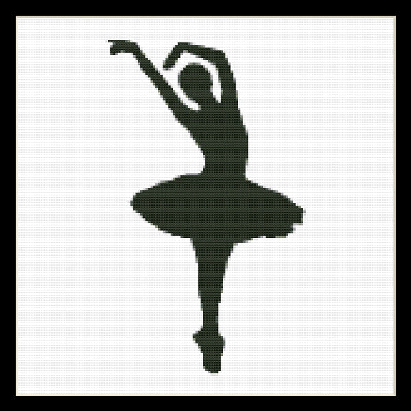 Counted Cross Stitch Pattern by Cross Stitch Collectibles - A silhouette of a ballet dancer in a black and white color scheme.
