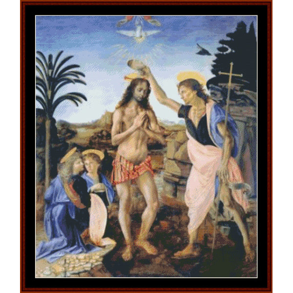 Counted Cross Stitch Pattern by Cross Stitch Collectibles of a scene with figures and a cross, possibly from religious or historical context.