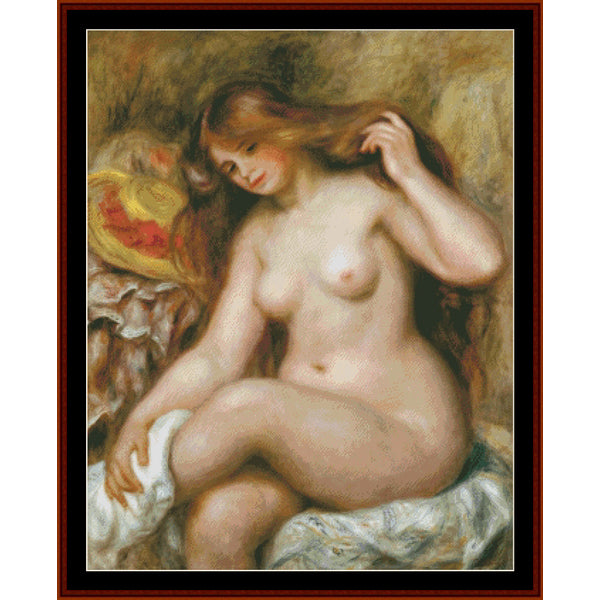 Counted Cross Stitch Pattern by Cross Stitch Collectibles of a nude figure with a warm color palette