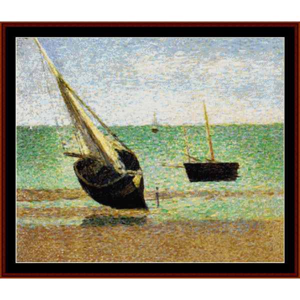 Counted Cross Stitch Pattern by Cross Stitch Collectibles of two boats on a beach