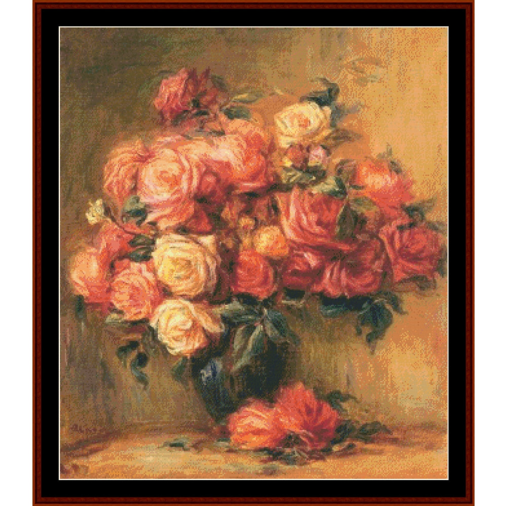 Counted Cross Stitch Pattern by Cross Stitch Collectibles of a bouquet of pink and orange roses.