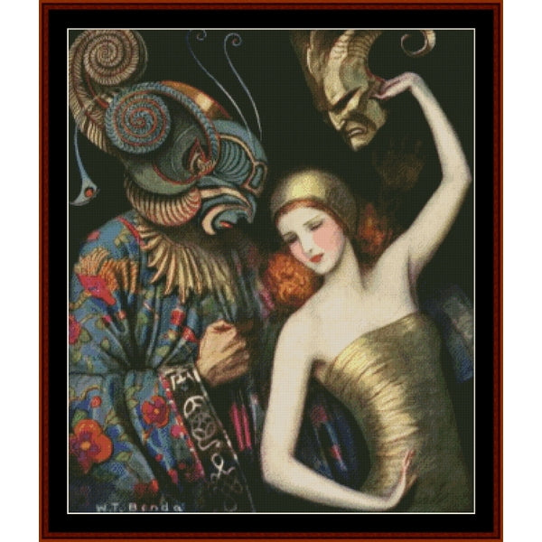 Counted Cross Stitch Pattern by Cross Stitch Collectibles of a woman with a creature, featuring intricate details and vibrant colors.