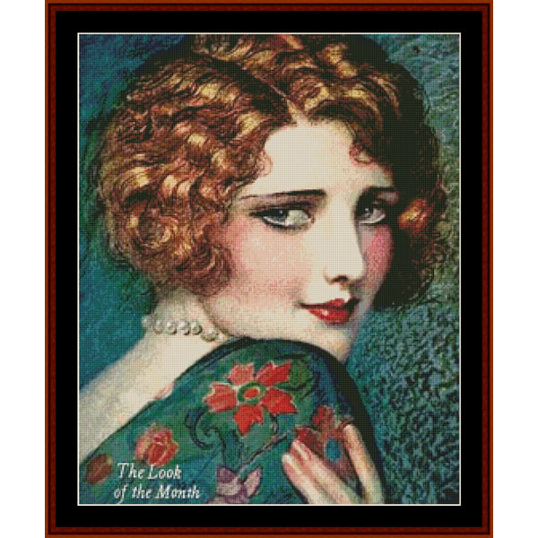 Vintage-style Counted Cross Stitch Pattern by Cross Stitch Collectibles of a woman with styled hair and floral garment