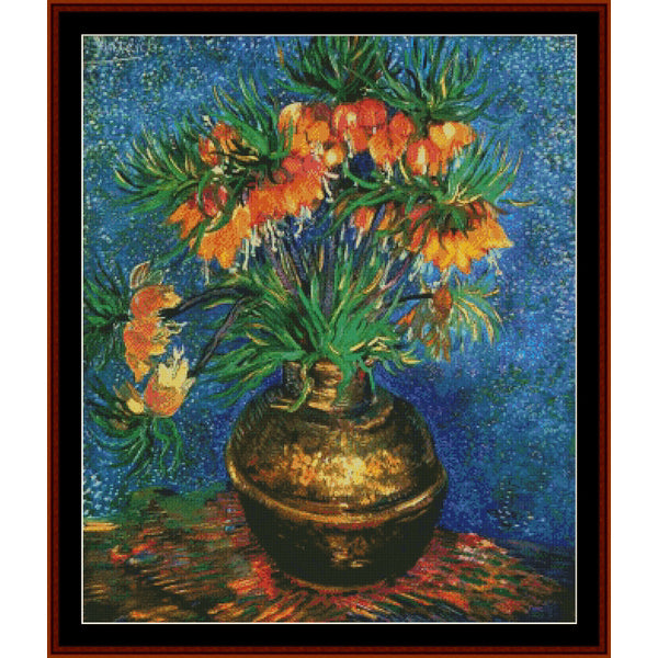 Counted Cross Stitch Pattern – Still Life with Frutillarias by Vincent Van Gogh - Cross Stitch Collectibles