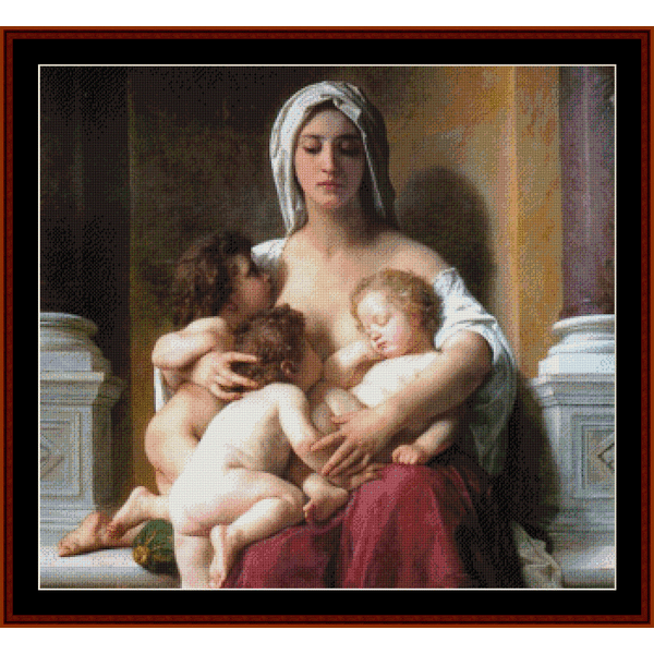 Counted Cross Stitch Pattern by Cross Stitch Collectibles featuring an artistic depiction of a mother with two children