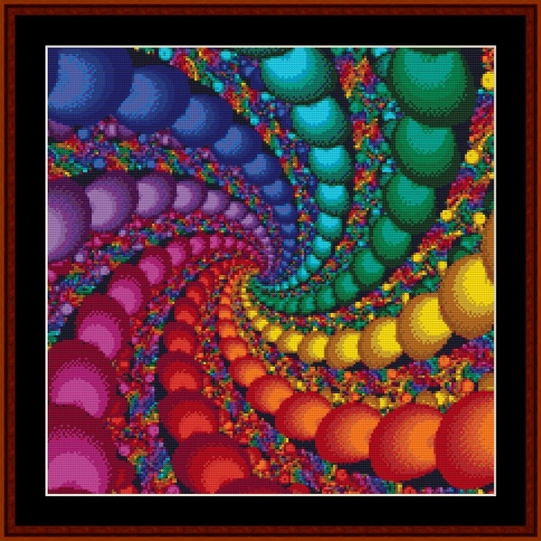 Colorful abstract Counted Cross Stitch Pattern by Cross Stitch Collectibleswith swirls and geometric shapes