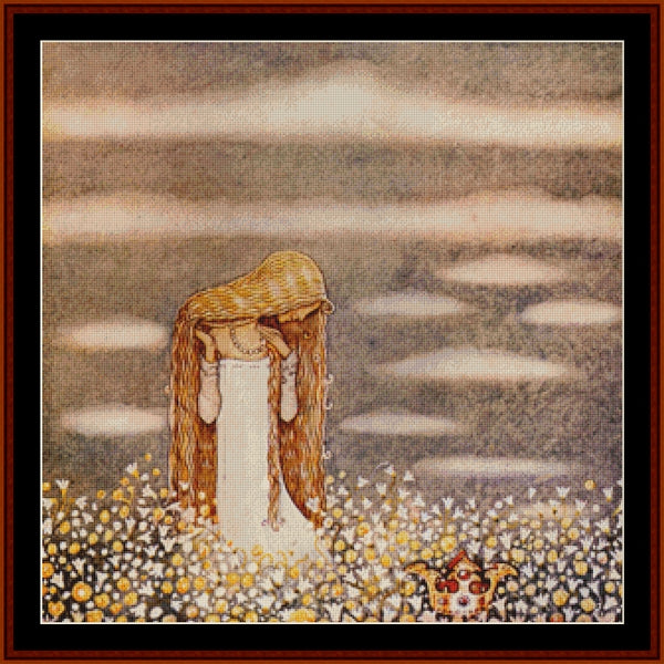 Counted Cross Stitch Pattern - Princess in Field by Jon Bauer - Cross Stitch Collectibles