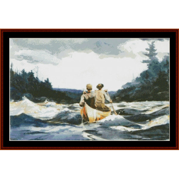 Counted Cross Stitch Pattern – Canoe in the Rapids by Winslow Homer - Cross Stitch Collectibles
