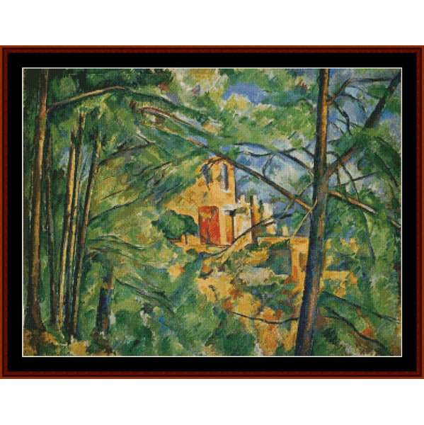 Counted Cross Stitch Pattern by Cross Stitch Collectibles of a house surrounded by trees