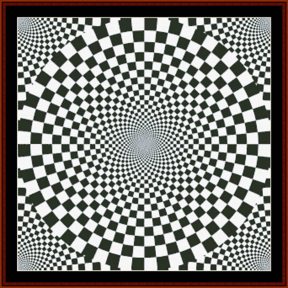 Abstract geometric checkered circle Counted Cross Stitch Pattern by Cross Stitch Collectibles