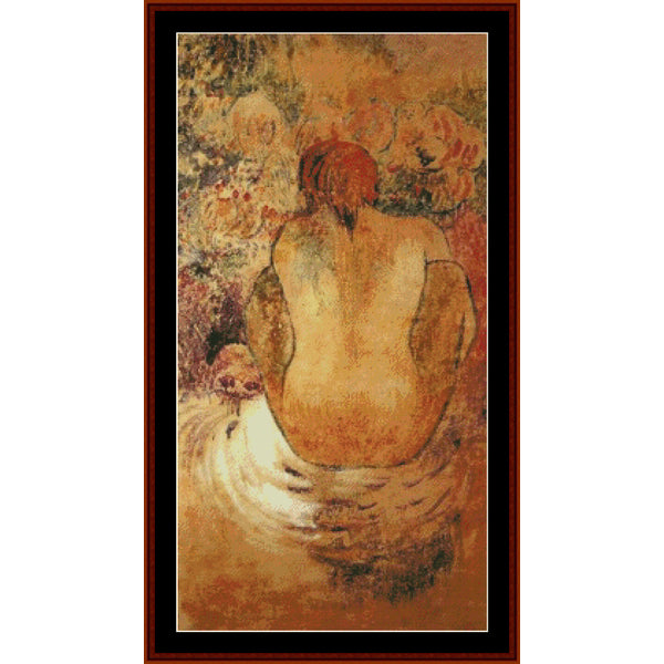 Counted Cross Stitch Pattern – Crouching Tahitian Woman by Paul Gauguin - Cross Stitch Collectibles