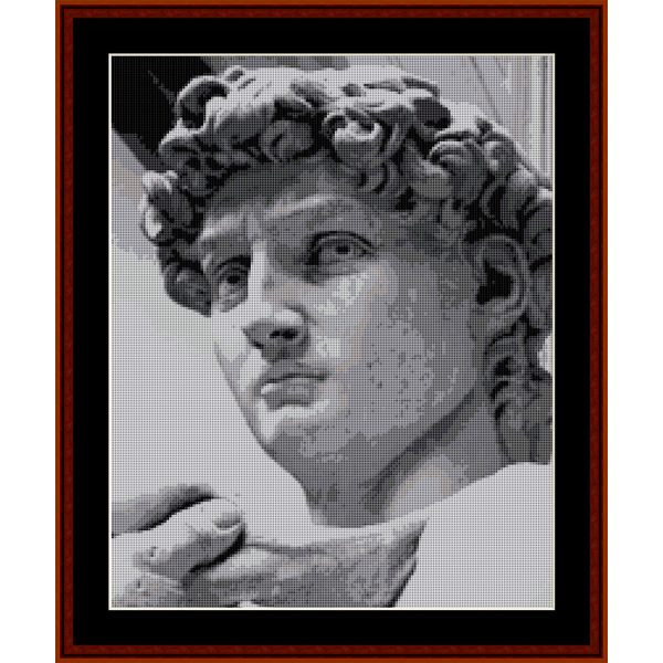 Counted Cross Stitch Pattern by Cross Stitch Collectibles depicting a portrait of Miichelangelo's David