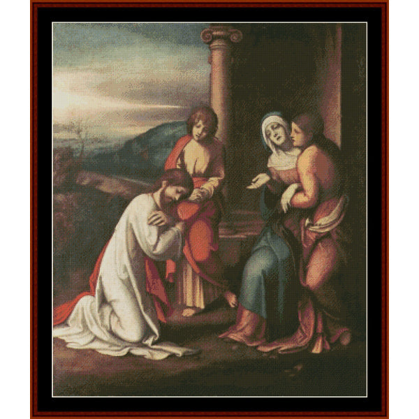 Counted Cross Stitch Pattern – Departure of Christ from Mary by Correggio - Cross Stitch Collectibles