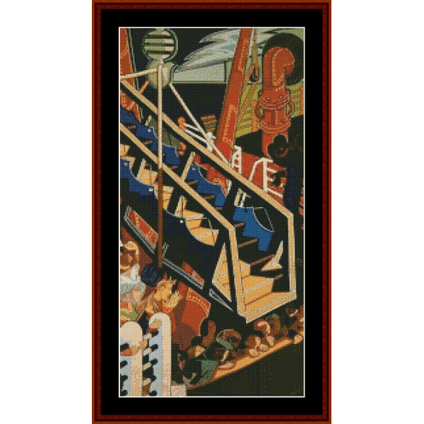 Counted Cross Stitch Pattern – Departure of Immigrants, Center - Almada Negreiros- Cross Stitch Collectibles