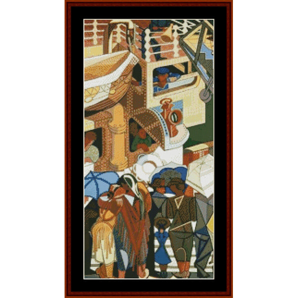 Counted Cross Stitch Pattern – Departure of Immigrants, Left by Almada Negreiros - Cross Stitch Collectibles