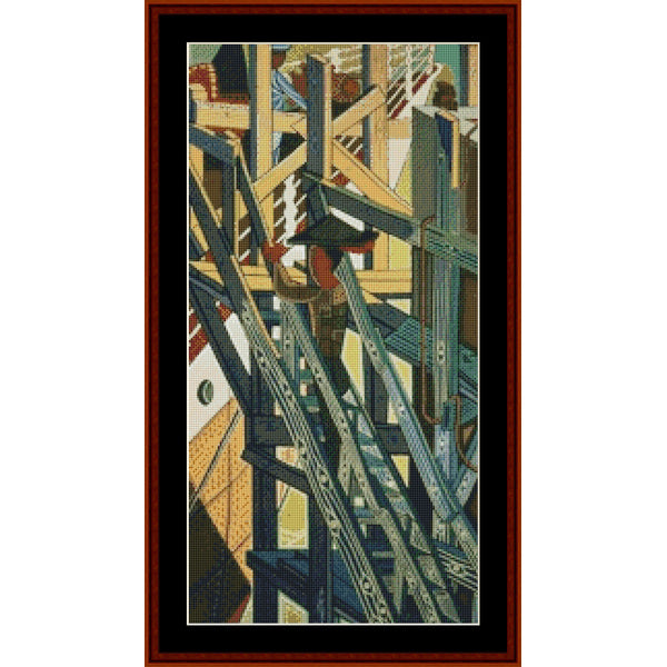 Counted Cross Stitch Pattern – Departure of Immigrants, Right by Almada Negreiros - Cross Stitch Collectibles