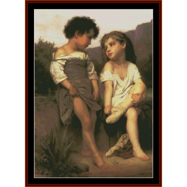 Counted Cross Stitch Pattern – Edge of the Brook, 1879 by William Bouguereau - Cross Stitch Collectibles