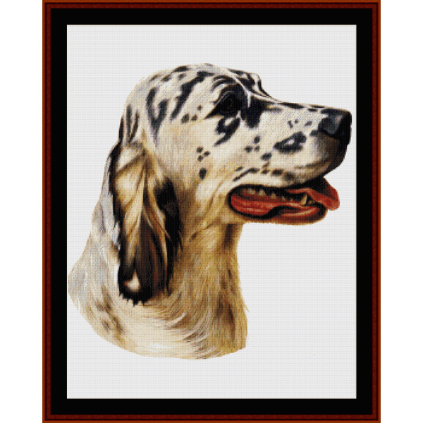 Counted Cross Stitch Pattern by Cross Stitch Collectibles depicting the head of an English Setter dog