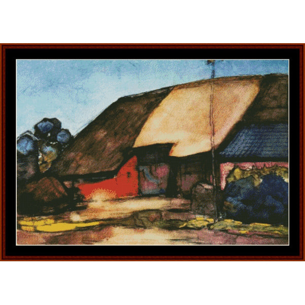 Counted Cross Stitch Pattern – Farm on Nisterode by Piet Mondrian - Cross Stitch Collectibles