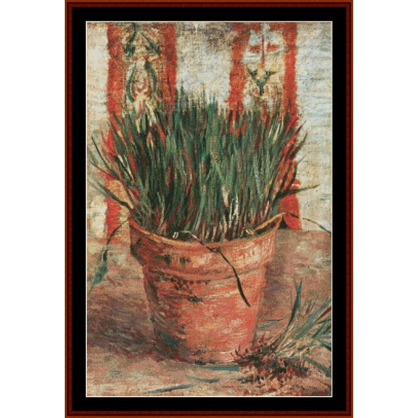 Counted Cross Stitch Pattern by Cross Stitch Collectibles depicting a Potted plant with a textured background