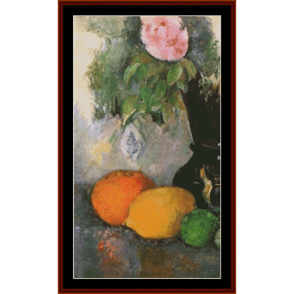 Still life Counted Cross Stitch Pattern by Cross Stitch Collectibles with fruits and flowers in a vase