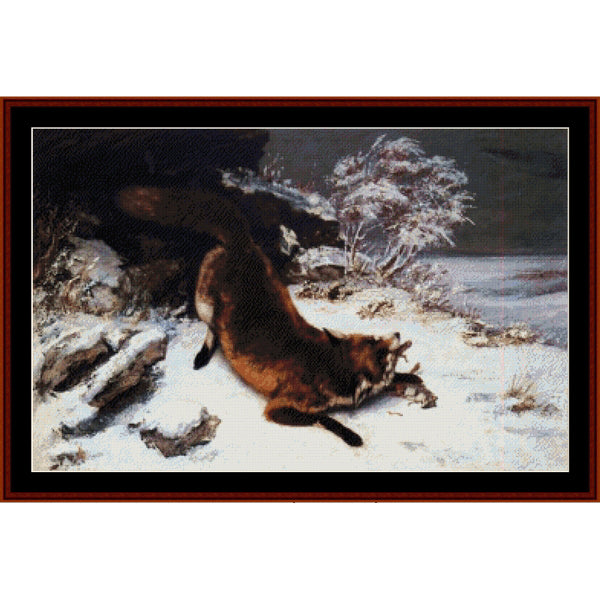 Counted Cross Stitch Pattern by Cross Stitch Collectibles of a fox in a snowy landscape