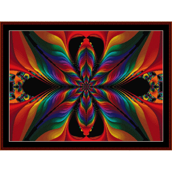 Colorful abstract Counted Cross Stitch Pattern by Cross Stitch Collectibleswith a butterfly-like pattern