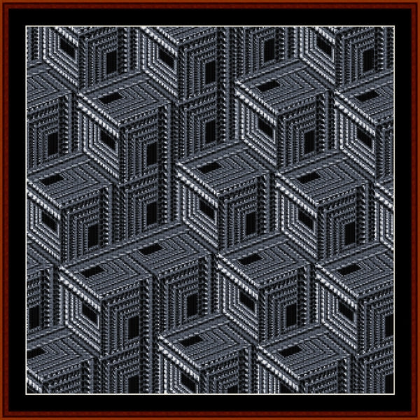 Counted Cross Stitch Pattern by Cross Stitch Collectibles of interlocking geometric shapes with a black border