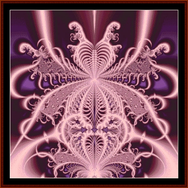 Fractal Counted Cross Stitch Pattern by Cross Stitch Collectibles with intricate patterns on a purple background
