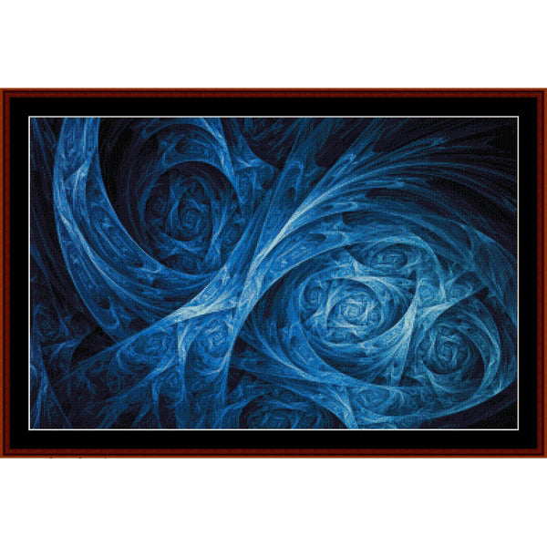 Abstract blue Counted Cross Stitch Pattern by Cross Stitch Collectibles with swirling patterns