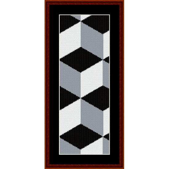 Geometric Counted Cross Stitch Pattern by Cross Stitch Collectibles with black, white, and gray triangles