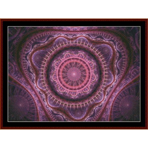 Counted Cross Stitch Pattern by Cross Stitch Collectibles of a purple and pink abstract circular design.