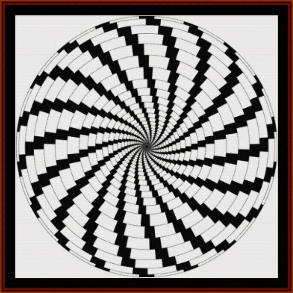 Black and white spiral Counted Cross Stitch Pattern by Cross Stitch Collectibles on a white background