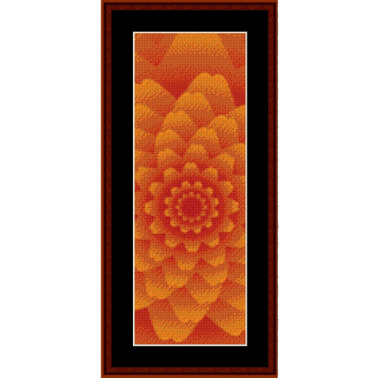 Counted Cross Stitch Pattern by Cross Stitch Collectibles with geometric pattern in orange and red