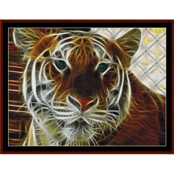 Futuristic tiger Counted Cross Stitch Pattern by Cross Stitch Collectibles with a stylized, abstract design.