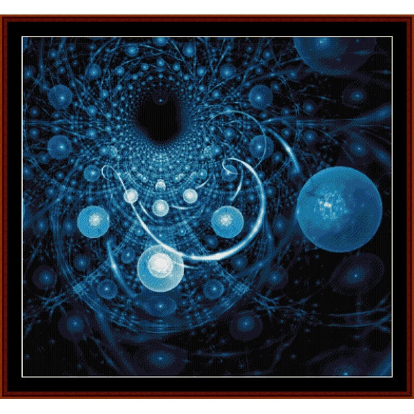 Abstract blue and black fractal Counted Cross Stitch Pattern by Cross Stitch Collectibles with swirling patterns