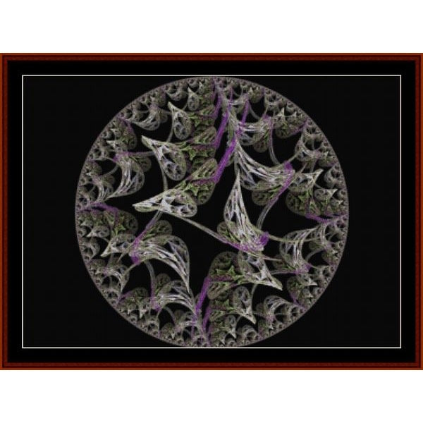 abstract art Counted Cross Stitch Pattern by Cross Stitch Collectibles with intricate patterns on a black background