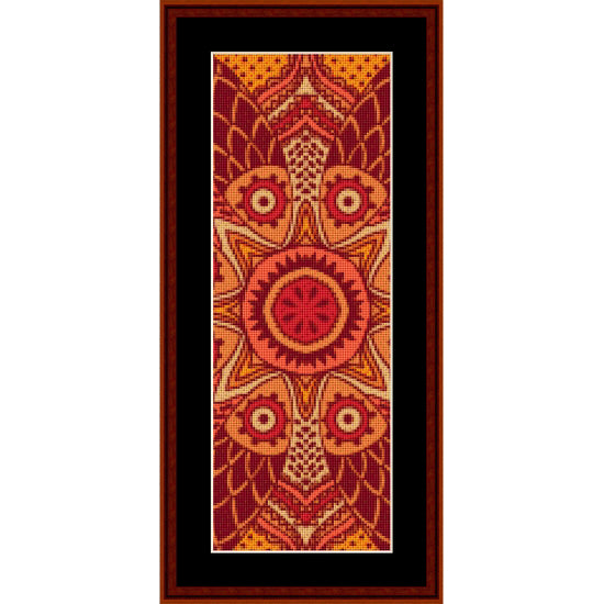 Counted Cross Stitch Pattern by Cross Stitch Collectibles with a central circular design in red and orange