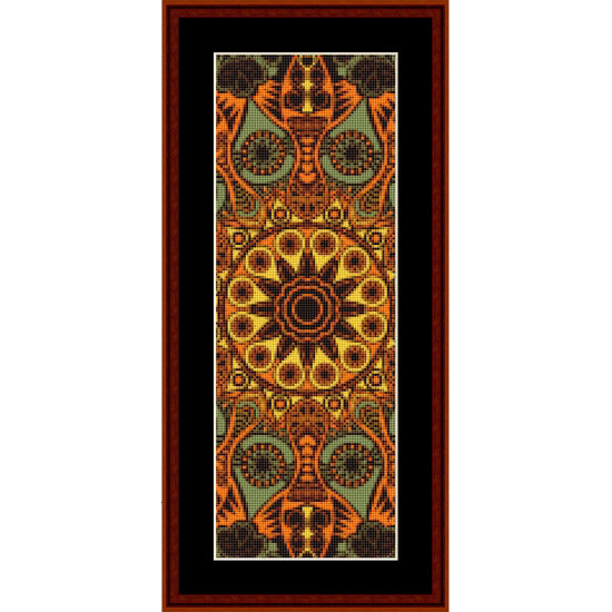 Counted Cross Stitch Pattern by Cross Stitch Collectibles with geometric pattern in orange, green, and black