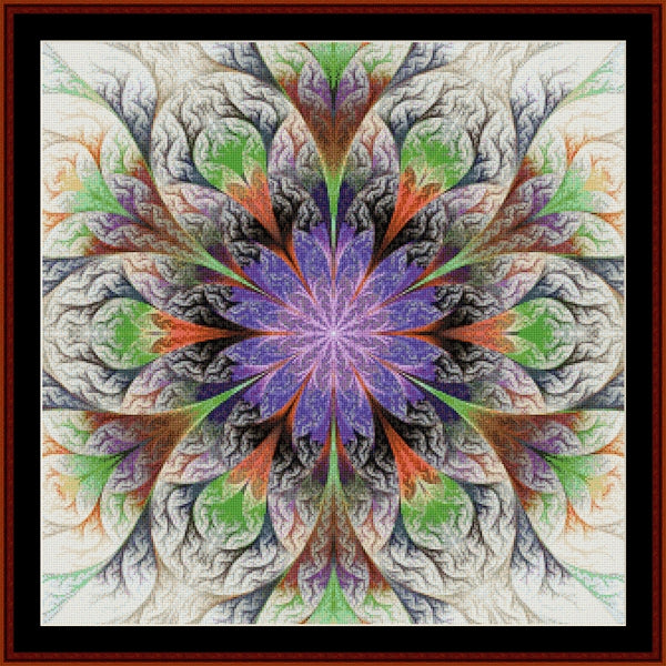 Colorful fractal Counted Cross Stitch Pattern by Cross Stitch Collectibles with a star-like pattern