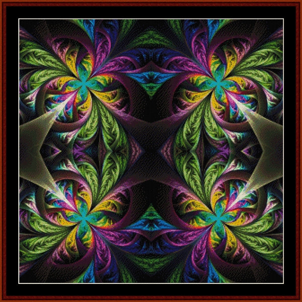 Colorful fractal Counted Cross Stitch Pattern by Cross Stitch Collectibles with a black background
