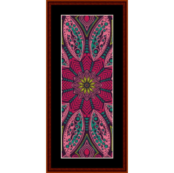 mandala Counted Cross Stitch Pattern by Cross Stitch Collectibles with a pink and green floral pattern