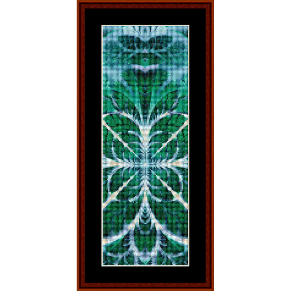 Decorative Counted Cross Stitch Pattern by Cross Stitch Collectibles with green and white leaf design