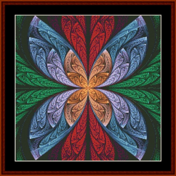 Colorful geometric Counted Cross Stitch Pattern by Cross Stitch Collectibles with a star-like design