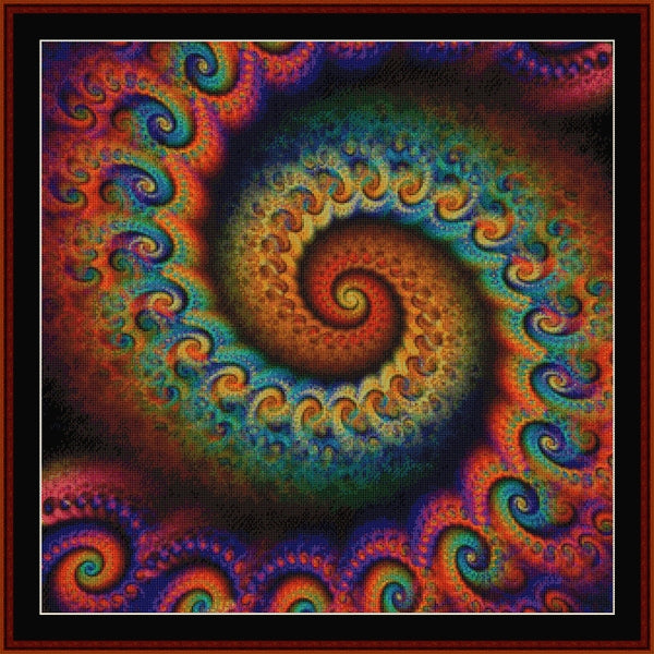 Colorful spiral fractal Counted Cross Stitch Pattern by Cross Stitch Collectibles with vibrant colors