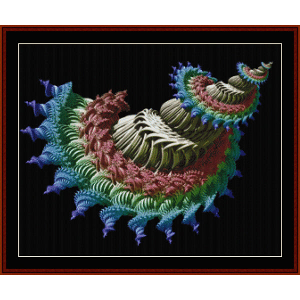 Colorful abstract Counted Cross Stitch Pattern by Cross Stitch Collectibles on a black background